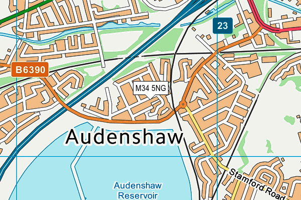 Audenshaw Primary School map (M34 5NG) - OS VectorMap District (Ordnance Survey)