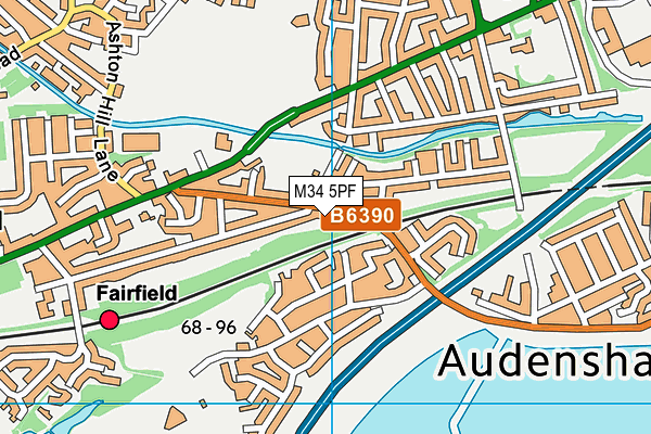 M34 5PF map - OS VectorMap District (Ordnance Survey)