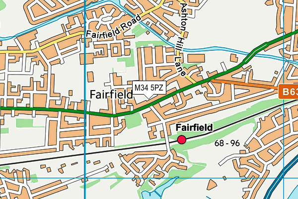 M34 5PZ map - OS VectorMap District (Ordnance Survey)