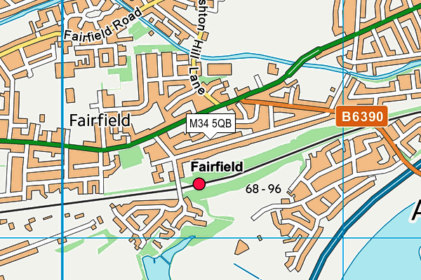 M34 5QB map - OS VectorMap District (Ordnance Survey)