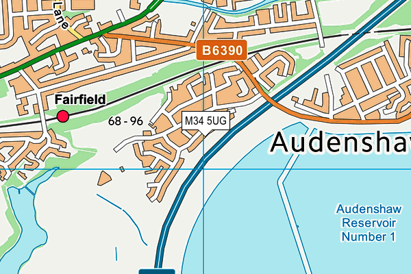 M34 5UG map - OS VectorMap District (Ordnance Survey)