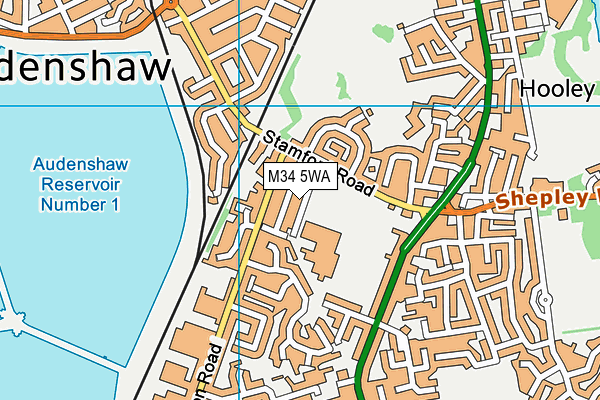 M34 5WA map - OS VectorMap District (Ordnance Survey)