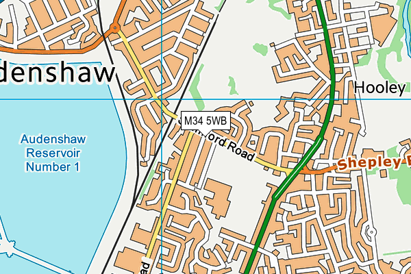 M34 5WB map - OS VectorMap District (Ordnance Survey)