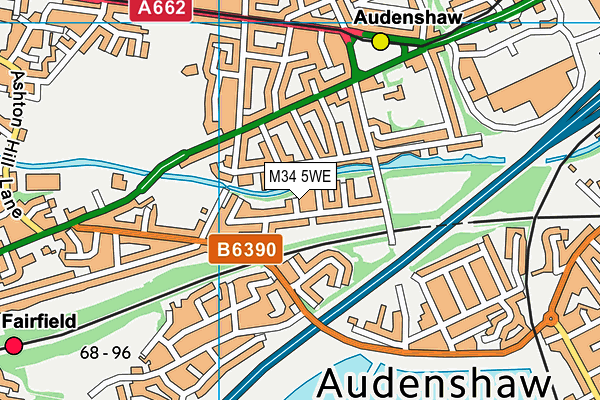 M34 5WE map - OS VectorMap District (Ordnance Survey)