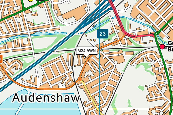 M34 5WN map - OS VectorMap District (Ordnance Survey)