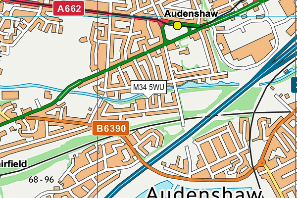 M34 5WU map - OS VectorMap District (Ordnance Survey)