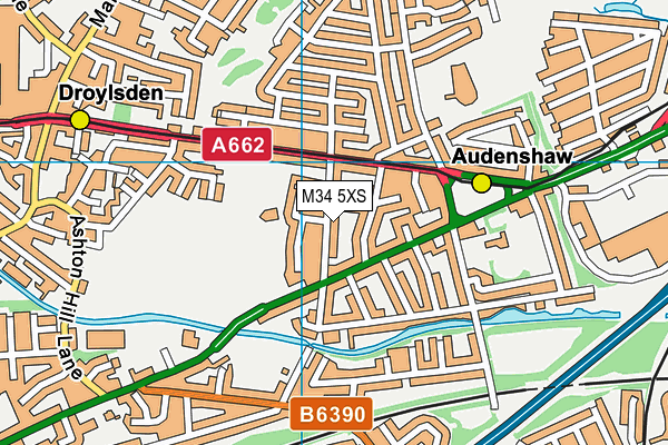 M34 5XS map - OS VectorMap District (Ordnance Survey)