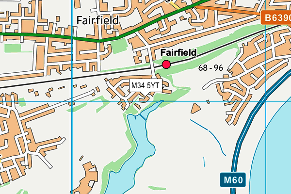 M34 5YT map - OS VectorMap District (Ordnance Survey)