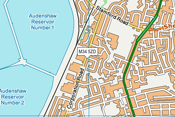 M34 5ZD map - OS VectorMap District (Ordnance Survey)