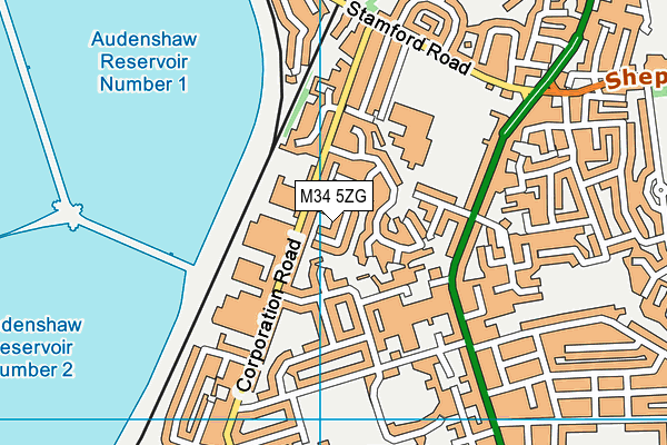 M34 5ZG map - OS VectorMap District (Ordnance Survey)