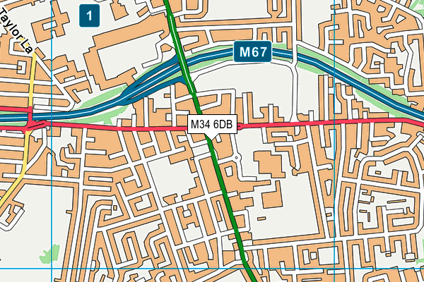 M34 6DB map - OS VectorMap District (Ordnance Survey)