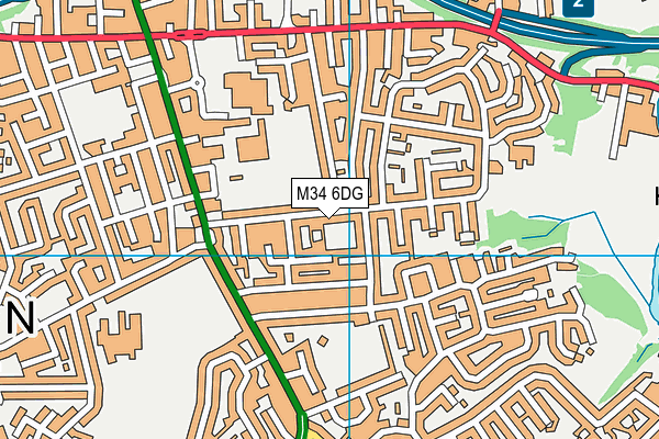 M34 6DG map - OS VectorMap District (Ordnance Survey)