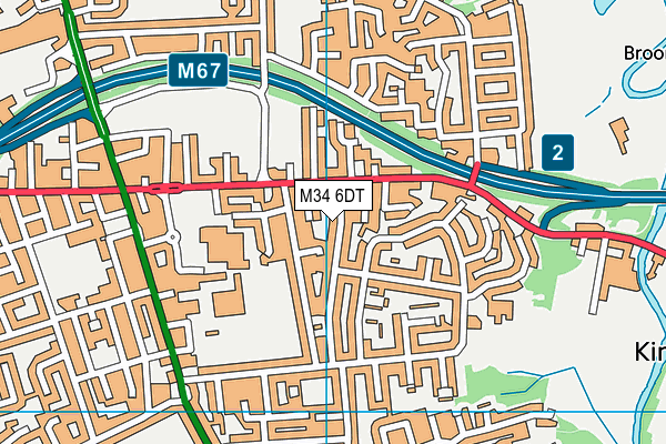 M34 6DT map - OS VectorMap District (Ordnance Survey)