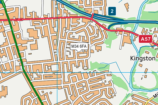 M34 6FA map - OS VectorMap District (Ordnance Survey)