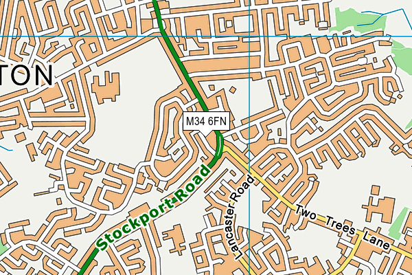 M34 6FN map - OS VectorMap District (Ordnance Survey)
