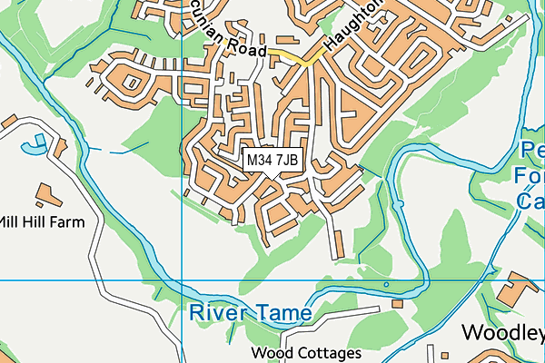 M34 7JB map - OS VectorMap District (Ordnance Survey)