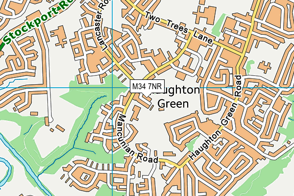 Haughton Green Playing Fields map (M34 7NR) - OS VectorMap District (Ordnance Survey)