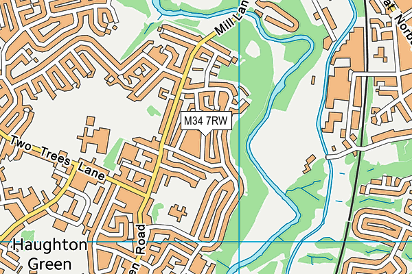 M34 7RW map - OS VectorMap District (Ordnance Survey)