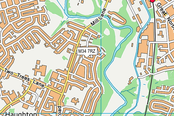 M34 7RZ map - OS VectorMap District (Ordnance Survey)