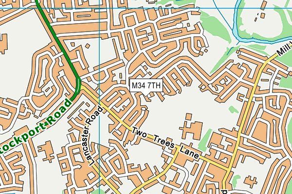 M34 7TH map - OS VectorMap District (Ordnance Survey)