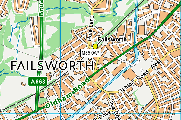 M35 0AP map - OS VectorMap District (Ordnance Survey)