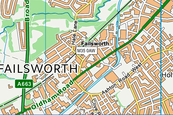 M35 0AW map - OS VectorMap District (Ordnance Survey)