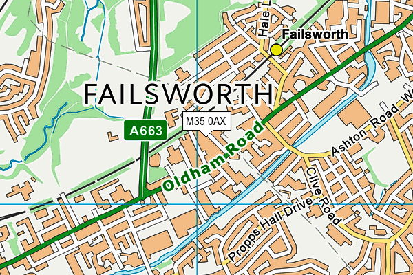 M35 0AX map - OS VectorMap District (Ordnance Survey)