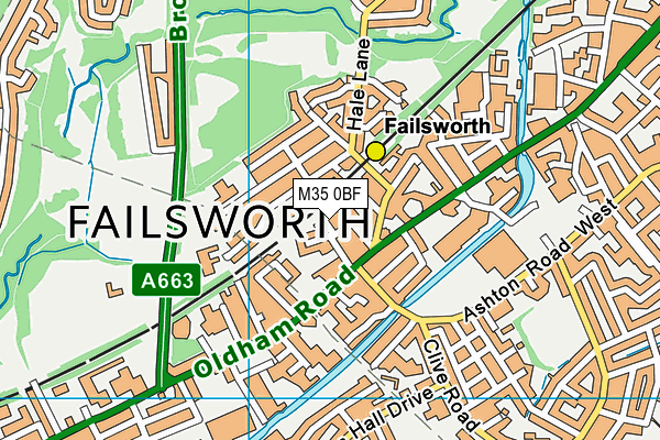 M35 0BF map - OS VectorMap District (Ordnance Survey)