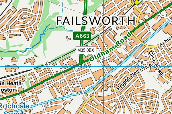 M35 0BX map - OS VectorMap District (Ordnance Survey)