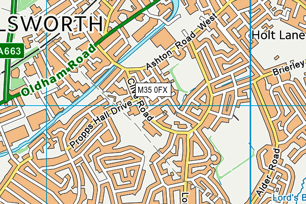 M35 0FX map - OS VectorMap District (Ordnance Survey)