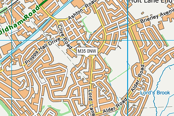 M35 0NW map - OS VectorMap District (Ordnance Survey)