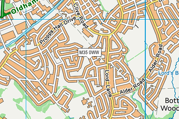 M35 0WW map - OS VectorMap District (Ordnance Survey)