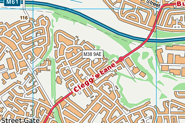 M38 9AE map - OS VectorMap District (Ordnance Survey)