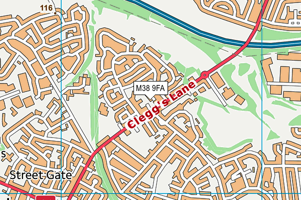 M38 9FA map - OS VectorMap District (Ordnance Survey)