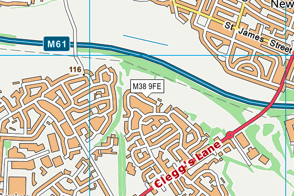 M38 9FE map - OS VectorMap District (Ordnance Survey)