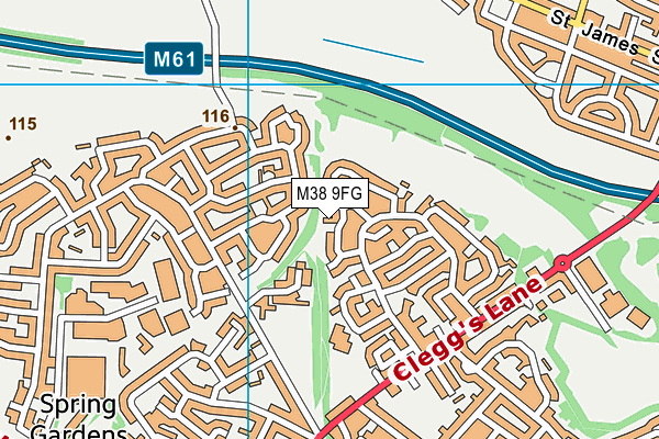 M38 9FG map - OS VectorMap District (Ordnance Survey)