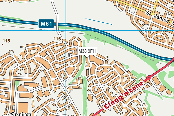 M38 9FH map - OS VectorMap District (Ordnance Survey)