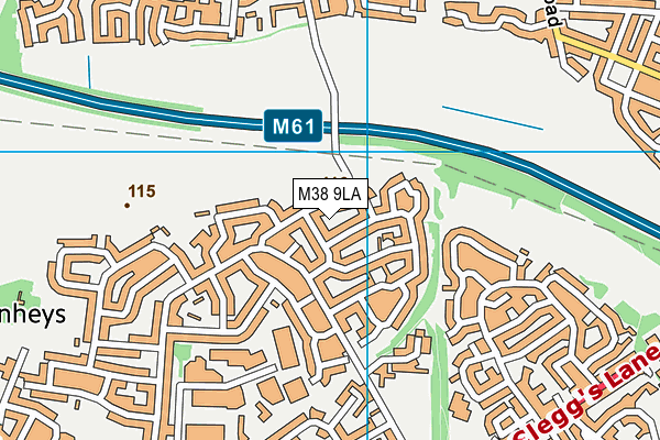 M38 9LA map - OS VectorMap District (Ordnance Survey)