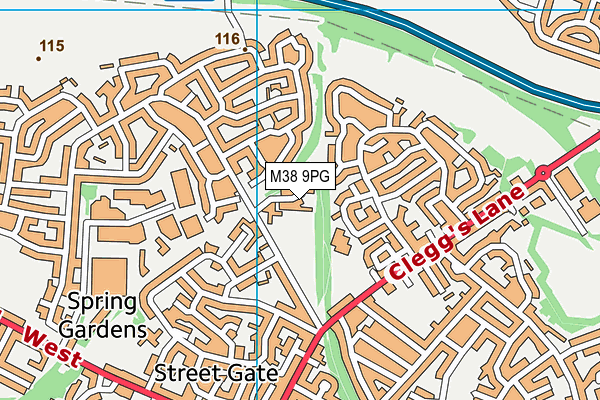 M38 9PG map - OS VectorMap District (Ordnance Survey)