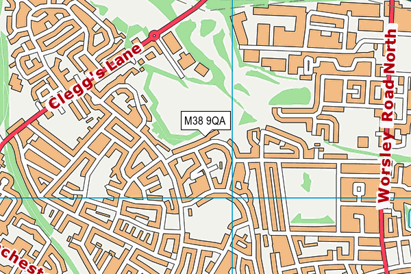 M38 9QA map - OS VectorMap District (Ordnance Survey)