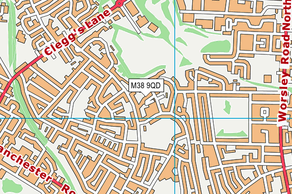 M38 9QD map - OS VectorMap District (Ordnance Survey)