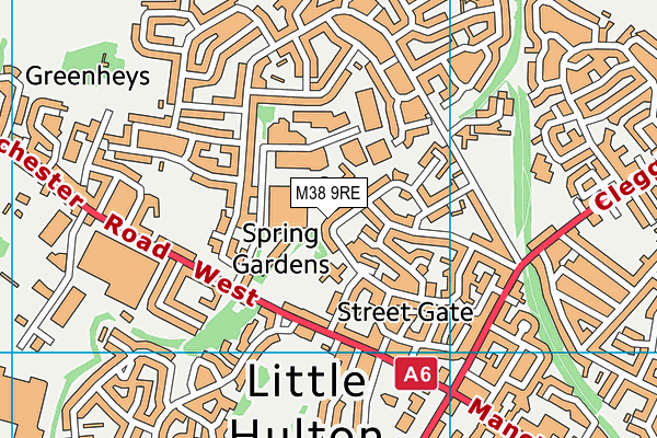 M38 9RE map - OS VectorMap District (Ordnance Survey)