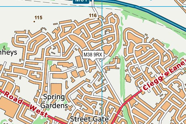 M38 9RX map - OS VectorMap District (Ordnance Survey)