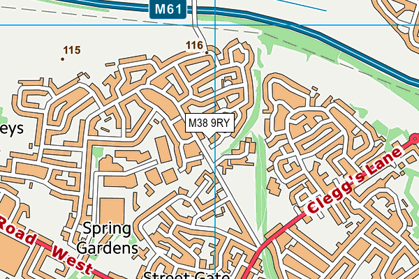 M38 9RY map - OS VectorMap District (Ordnance Survey)
