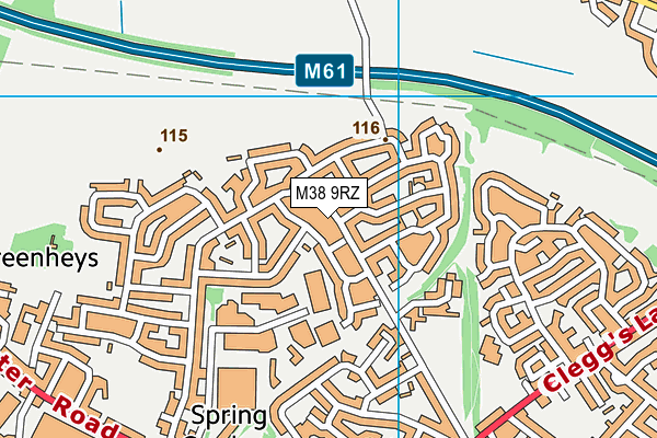 M38 9RZ map - OS VectorMap District (Ordnance Survey)