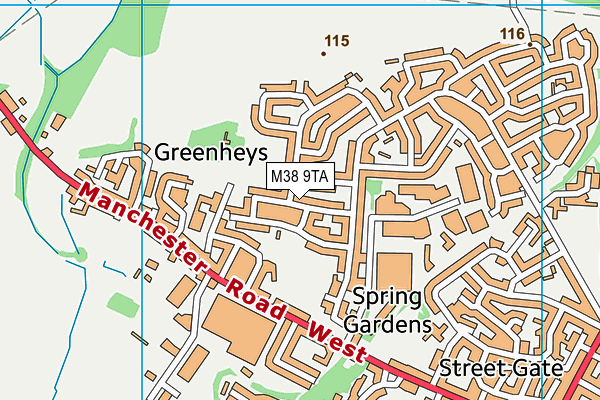 M38 9TA map - OS VectorMap District (Ordnance Survey)