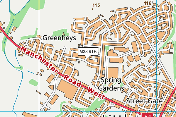 M38 9TB map - OS VectorMap District (Ordnance Survey)