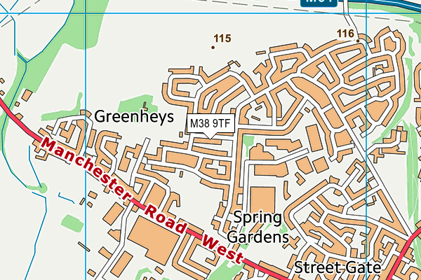 M38 9TF map - OS VectorMap District (Ordnance Survey)