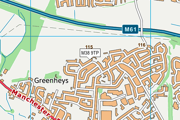 M38 9TP map - OS VectorMap District (Ordnance Survey)