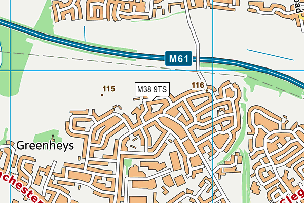 M38 9TS map - OS VectorMap District (Ordnance Survey)